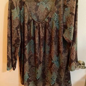 J. Jill brown and green flowing top
